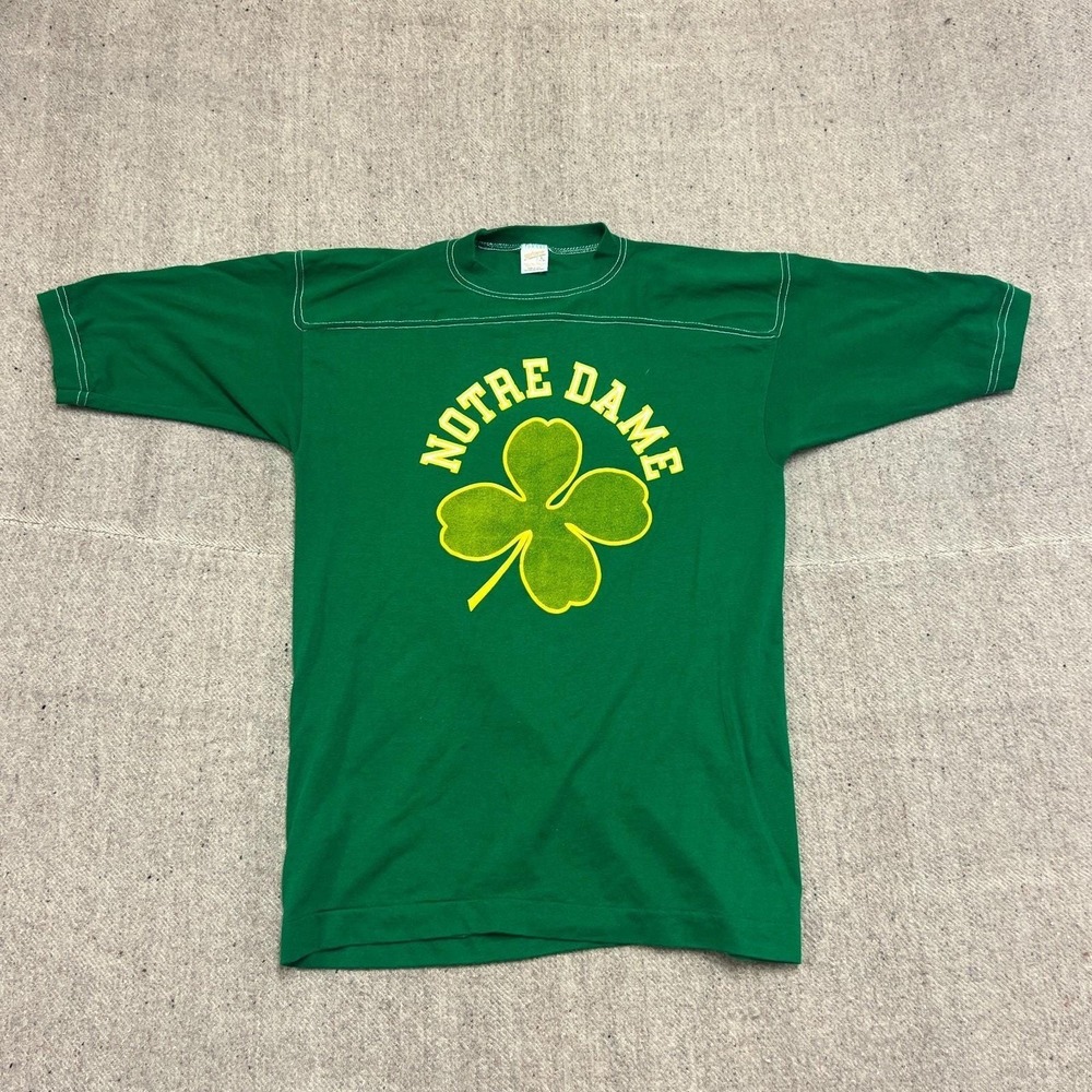 Vintage University Of‎ Notre Dame Shirt Mens Large Green 1980s USA
